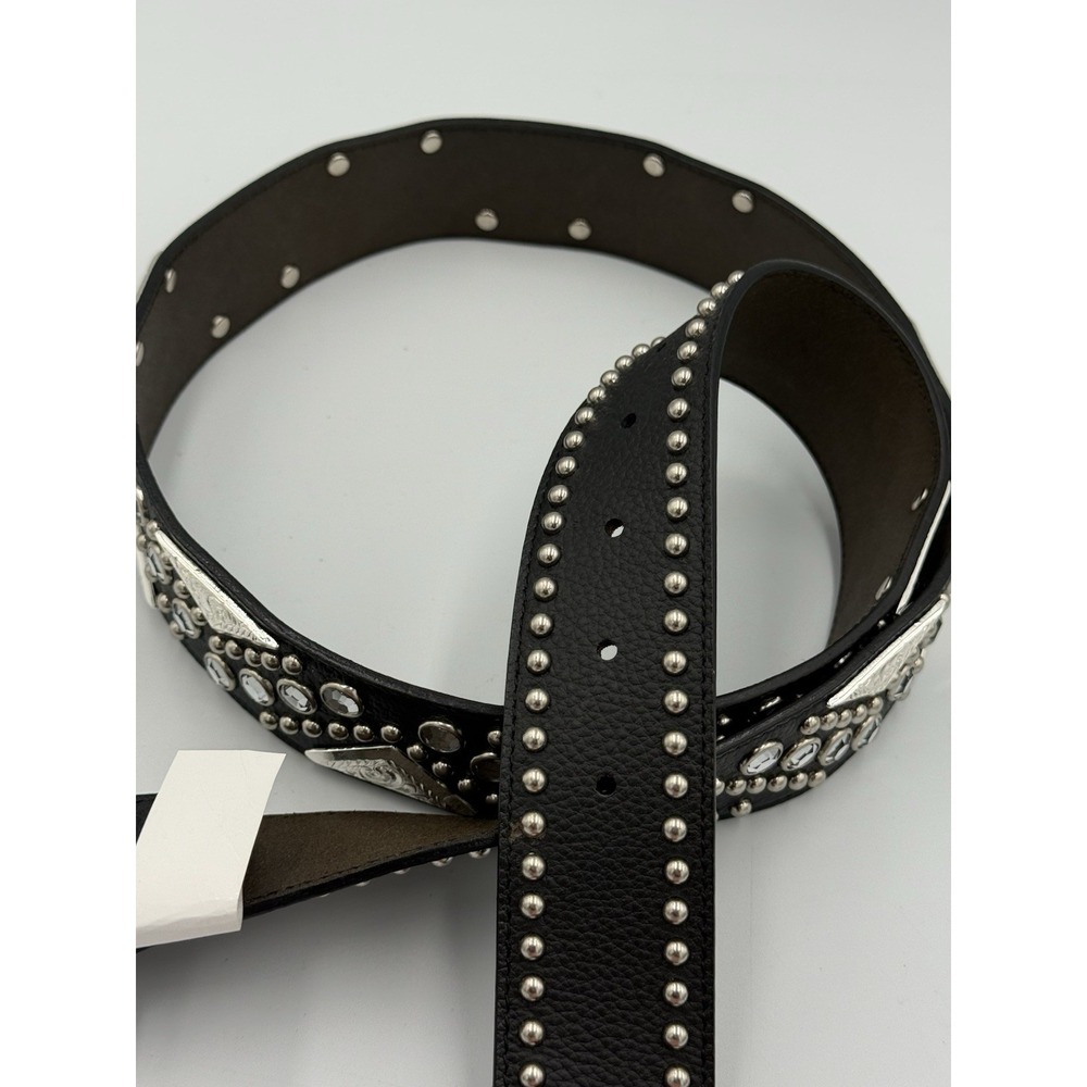 Angel Ranch Western Belt Womens XL 42" Leather Rhinestone Black A6020 New!! - Picture 4 of 6